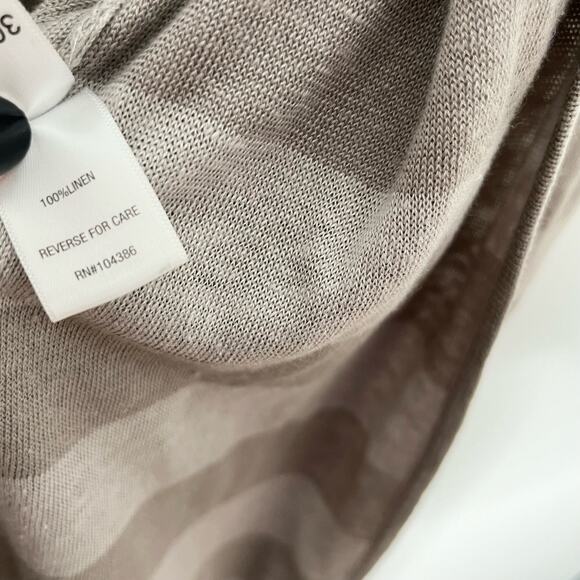 Garnet Hill Women's Linen Duster Long Cardigan Size Small Gray Beige Striped - Picture 9 of 10